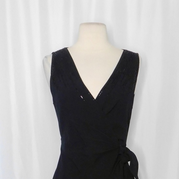 NWT!! DVF Diane Von Furstenberg Black Crepe Embellished Bella Faux Wrap Dress 4 - Picture 4 of 16